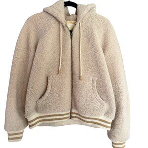 Mother sherpa teddy varsity bomber jacket size M